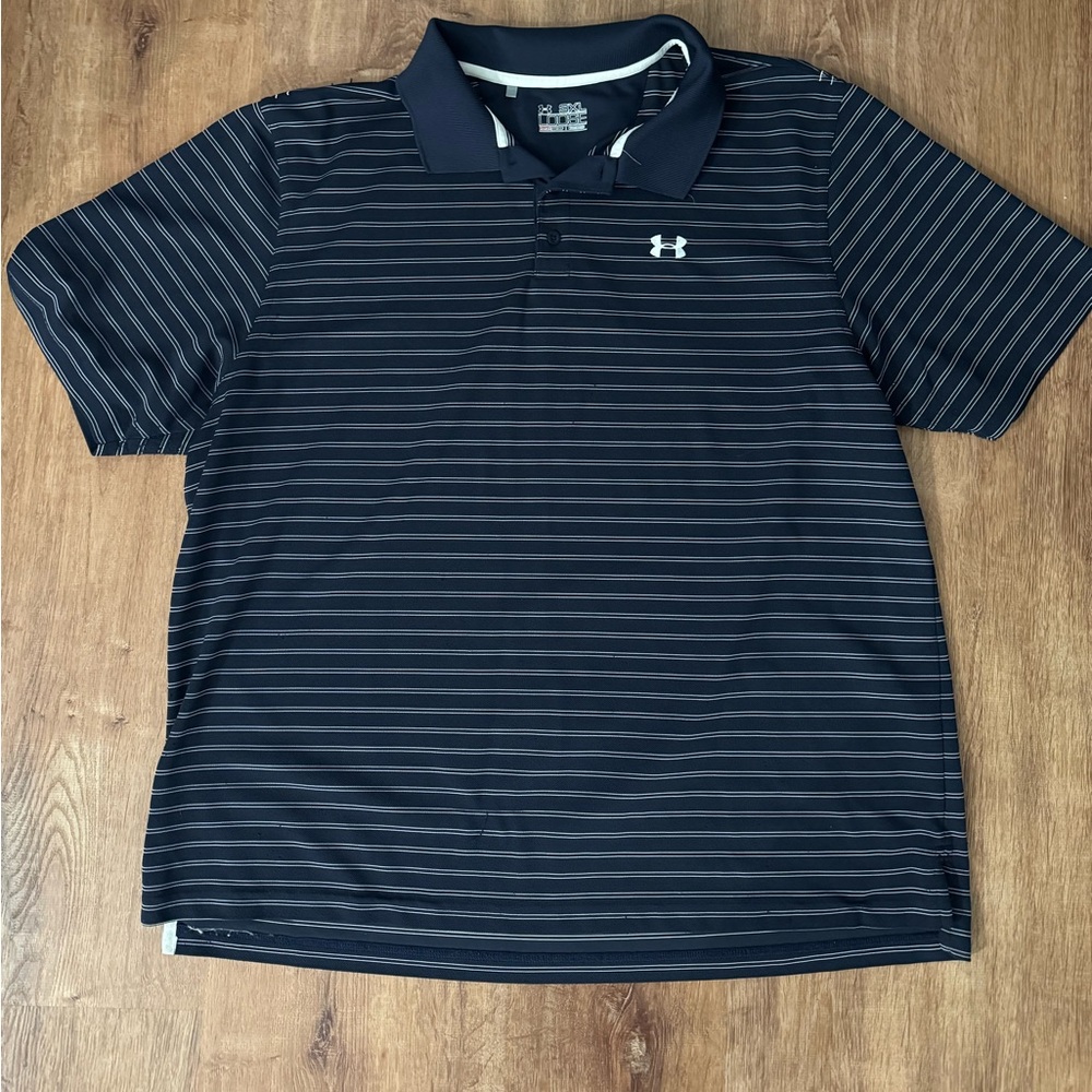Under Armour Men’s Loose Fit 3XL Navy Striped Polo